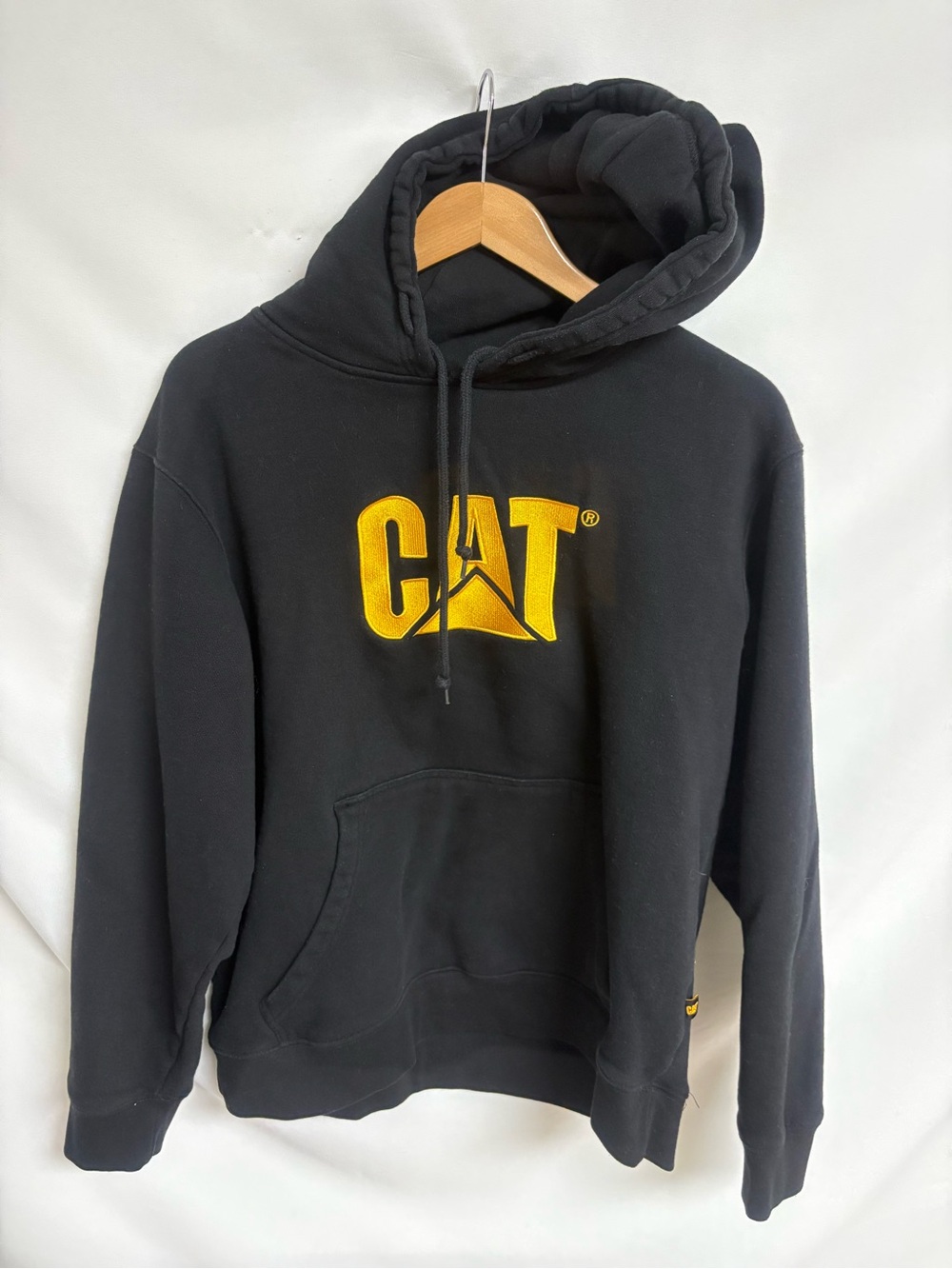 Caterpillar Black Hoodie with Yellow CAT Logo